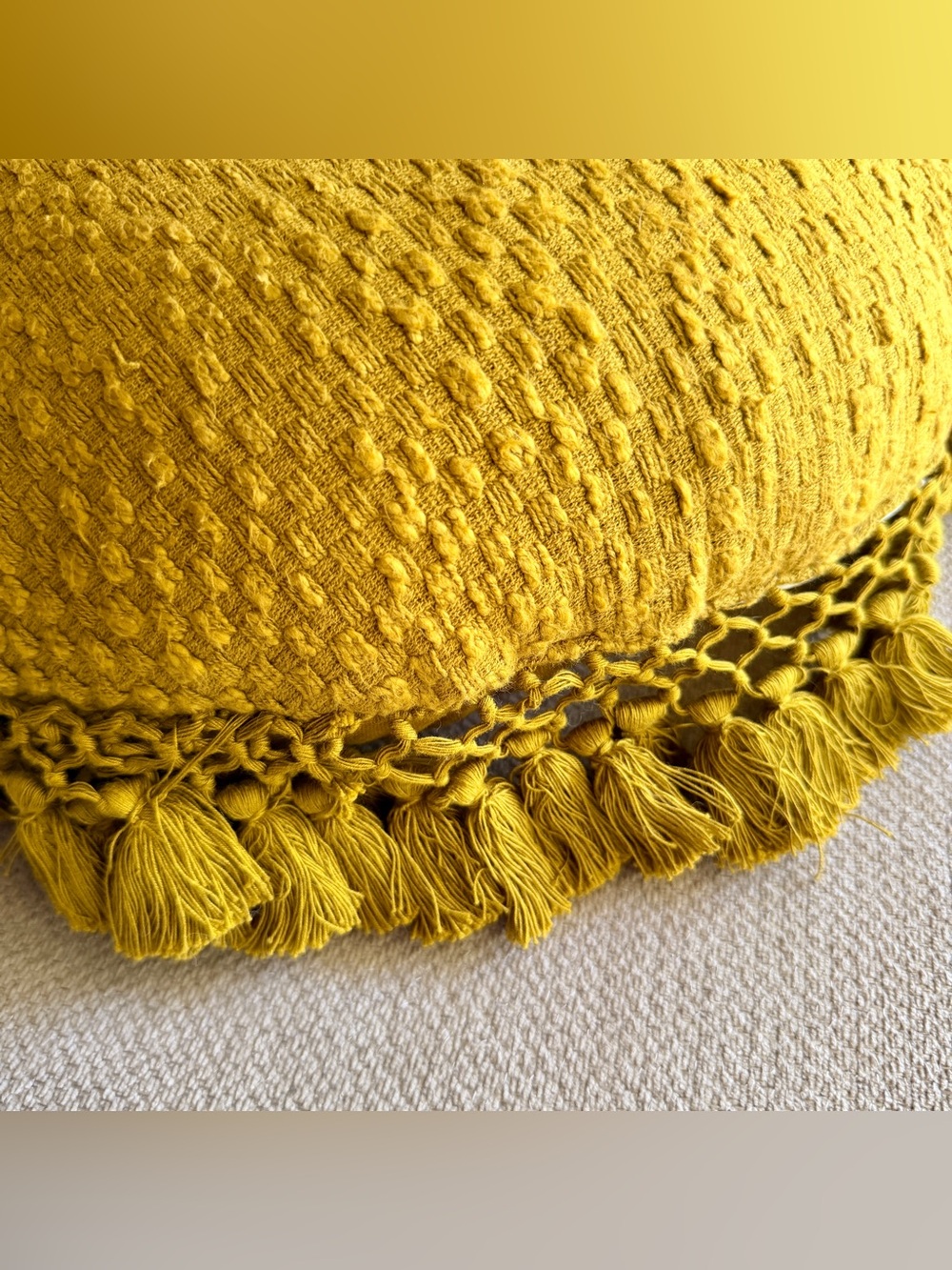 Target Opalhouse Mustard Yellow-Green Tassel Knit Throw Pillow